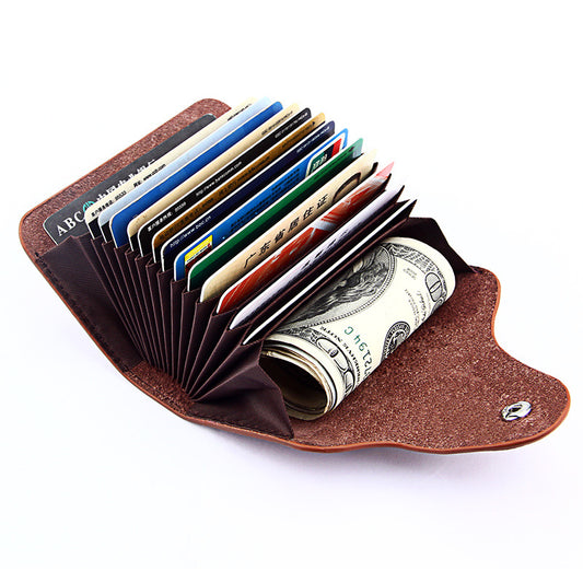 A297 Fashion Accordion Card Holder for Men and Women Multi-Color Genuine Leather Card Case Multi-Card Compartment Card Pouch Card Clip Credit Card Wallet