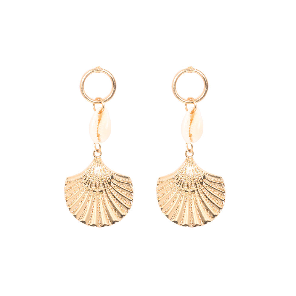 A147 Summer Fashion Minimalist Earrings, Elegant Shell Alloy Texture Scallop Earrings for Women