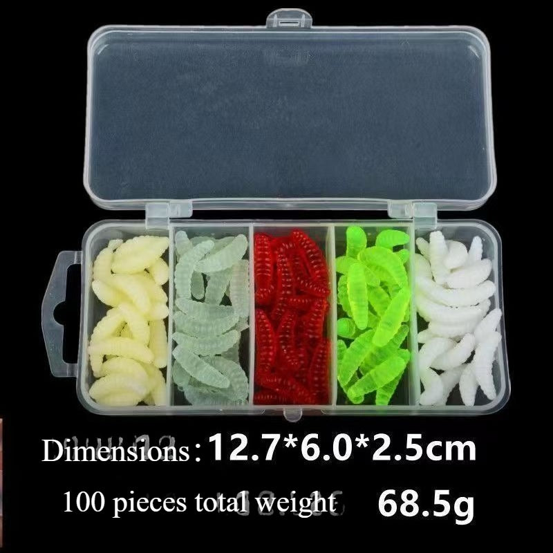 A165 Boxed Bionic Red Head Maggot Soft Lure, Fishing Bread Worm Soft Bait, Fishing Lure