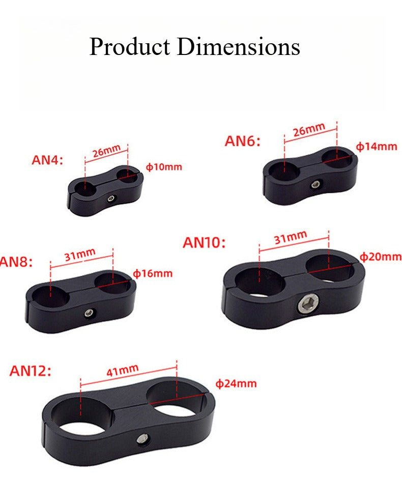A314 Braided Hose 2-Hole Fixed Clamp, Aluminum AN Hose Separator Fuel Line Modified Kit