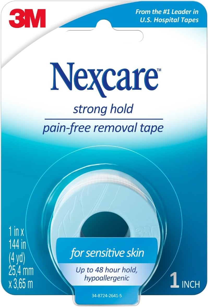 Nexcare Sensitive Skin Low Trauma Tape, 6 Count – Gentle Adhesive Medical Tape for Fragile or Delicate Skin, Hypoallergenic & Latex-Free, Ideal for Post-Surgery Care, Pediatric Use, Frequent Changes