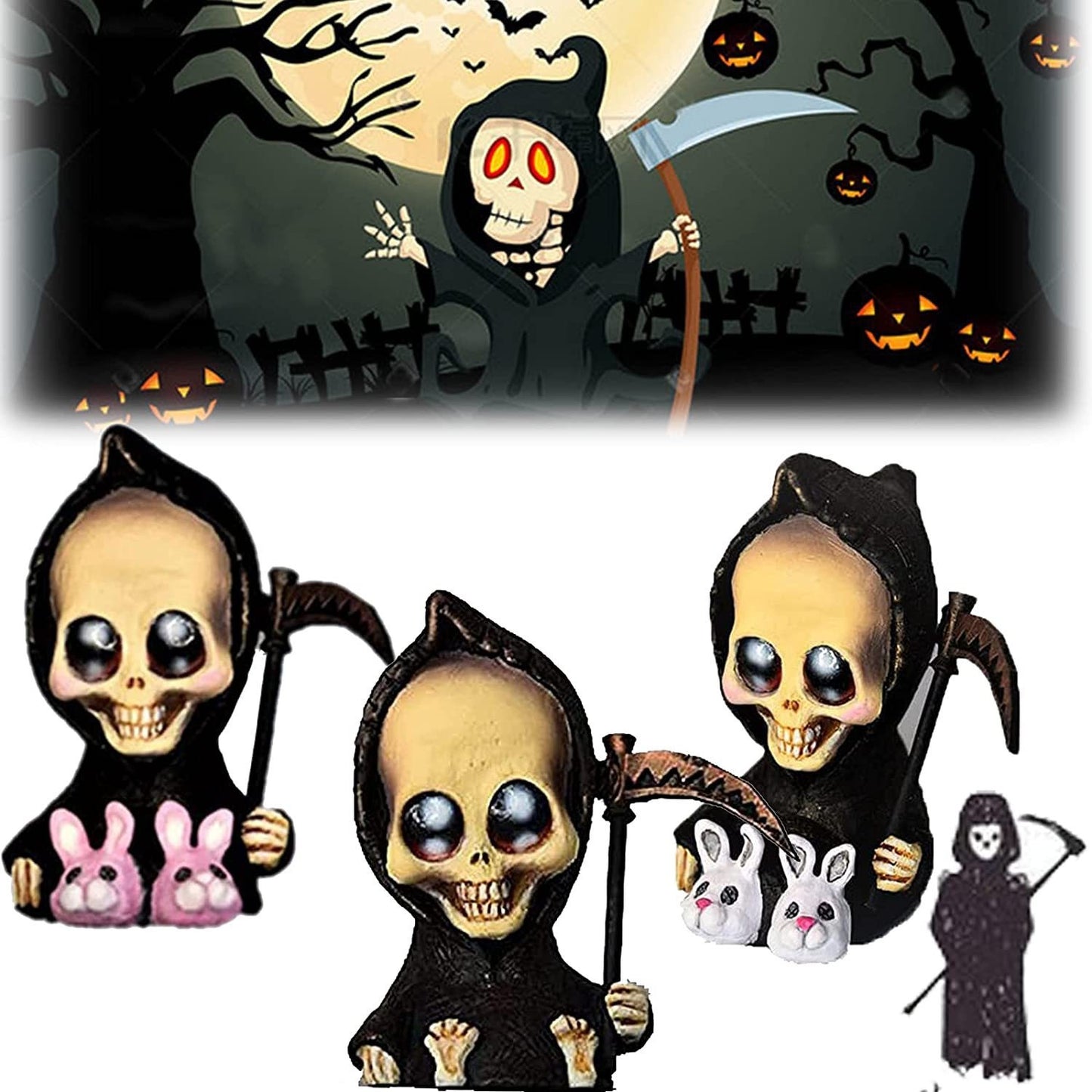 A199 Grim Reaper Baby Statue, Halloween Horror Prank Props, Indoor Decor Ornament