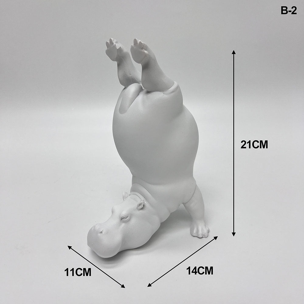 Yoga Hippo Resin Figurine Creative Animal Decor Living Room, Gym, Yoga Studio Ornament
