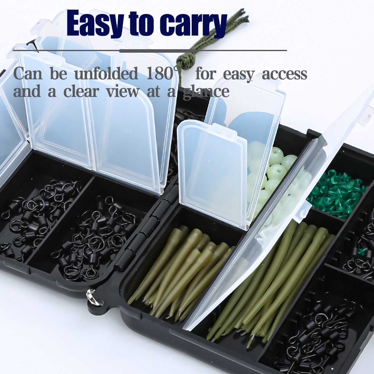 A261 300pcs European Rig Accessories, Rubber Tubing Beads Swivels for Carp Fishing