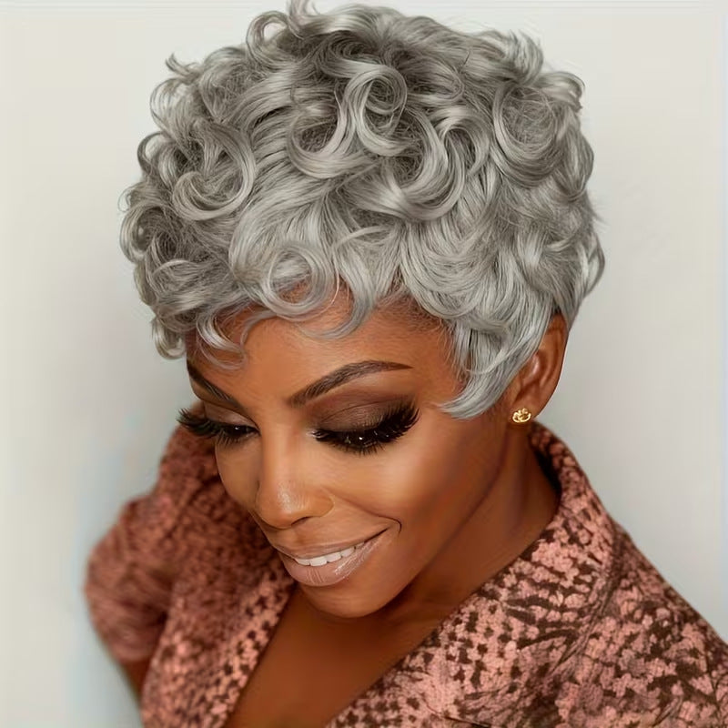 A281 Afro Fluffy Kinky Curly Short Wig, Fashion Women Short Curly Hair, Breathable Comfort Synthetic Wig In Stock
