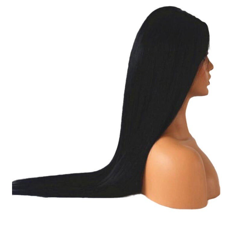 Heat Resistant Synthetic Wig Long Silky Straight Black Synthetic Lace Front Wigs
