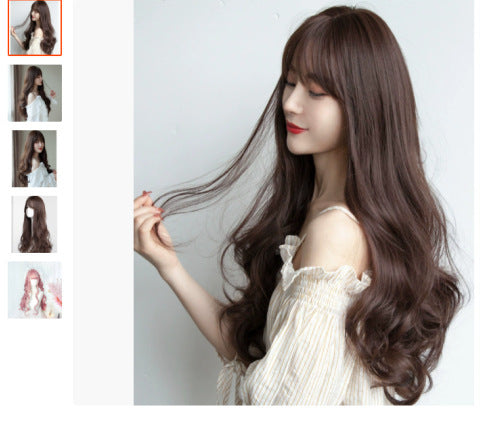 A 214 Brown Blonde Ombre Long Straight Hair with Bangs, Rose Net Heat Resistant Natural Wig for Women