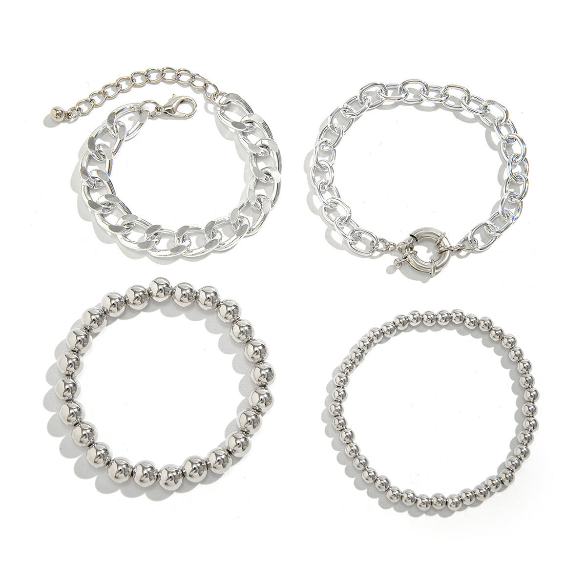 A188 Punk Elegant Multi-layer Stackable Chain Bracelet, Geometric Ball Minimalist Personality Jewelry for Women