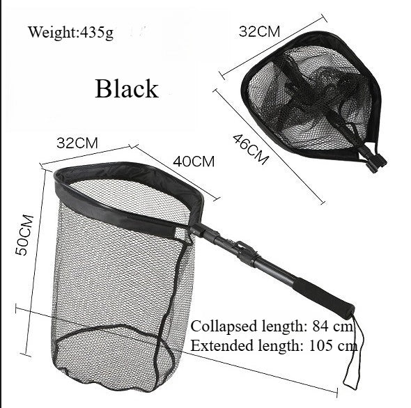 A221 Square Head Reinforced Silicone Landing Net, Foldable Portable Aluminum Alloy, Lure Stream Fishing Net