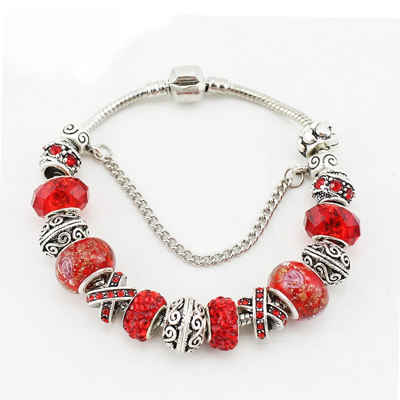 High-Quality, Hot-Selling Multi-Color Crystal Large-Hole Glass Bead Bracelet