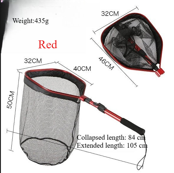 A221  Square Head Reinforced Silicone Landing Net, Foldable Portable Aluminum Alloy, Lure Stream Fishing Net