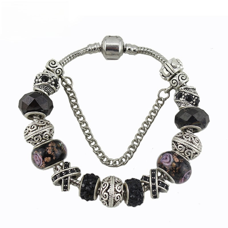 High-Quality, Hot-Selling Multi-Color Crystal Large-Hole Glass Bead Bracelet