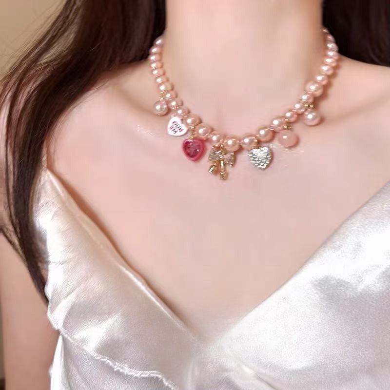 A301  Fashion Dopamine Beaded Cat Necklace, Personality Sweet Style All-Match Choker Jewelry