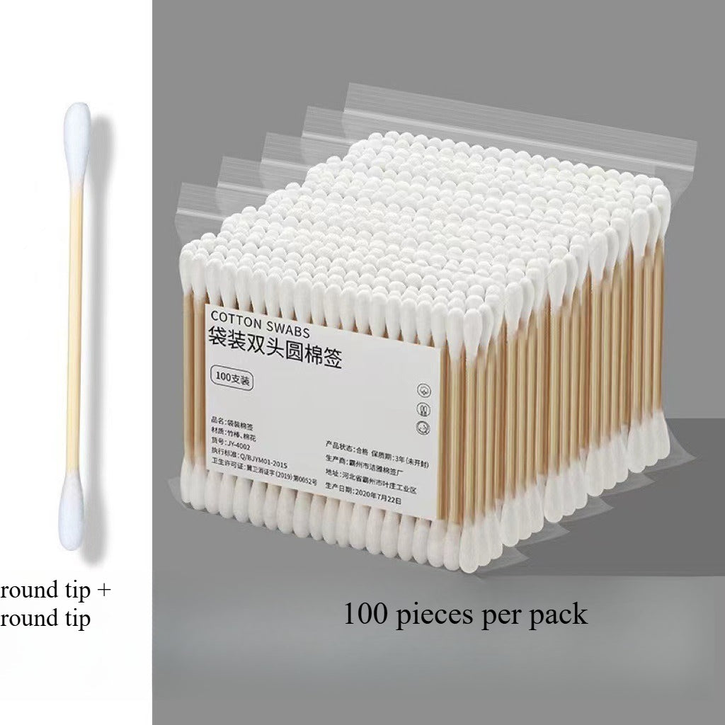 A313  Disposable Double Head Makeup Cotton Swabs, Pointed Bamboo Sticks, Household Ear Cleaning Boxed Cotton Buds
