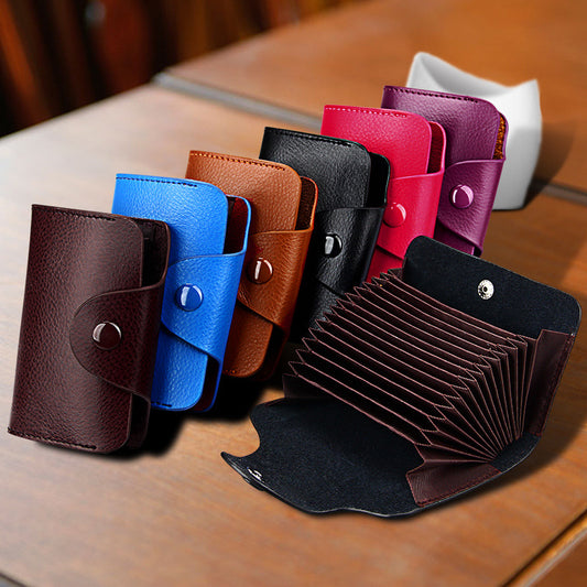 A297  Fashion Accordion Card Holder for Men and Women Multi-Color Genuine Leather Card Case Multi-Card Compartment Card Pouch Card Clip Credit Card Wallet