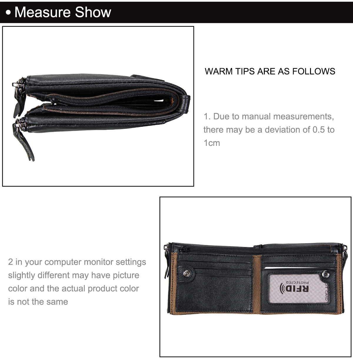 A296  Crazy Horse Leather Men's Wallet RFID-Protected Short-Style Men's Billfold with Dual Zippers and Coin Pocket