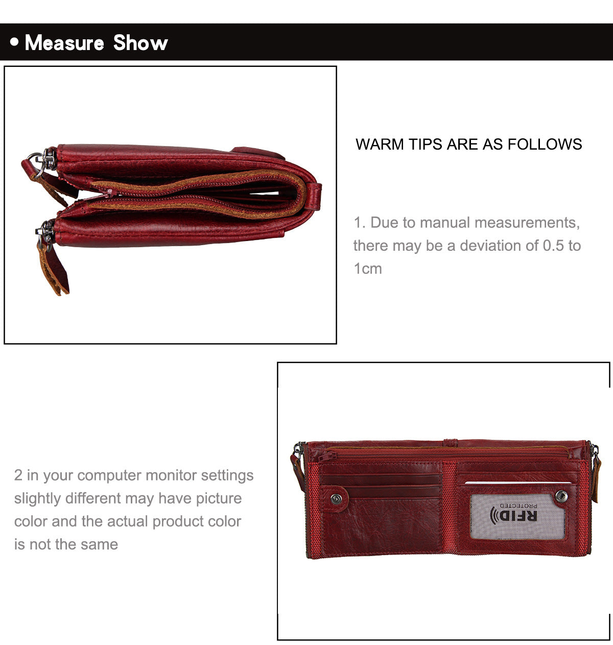 A296  Crazy Horse Leather Men's Wallet RFID-Protected Short-Style Men's Billfold with Dual Zippers and Coin Pocket