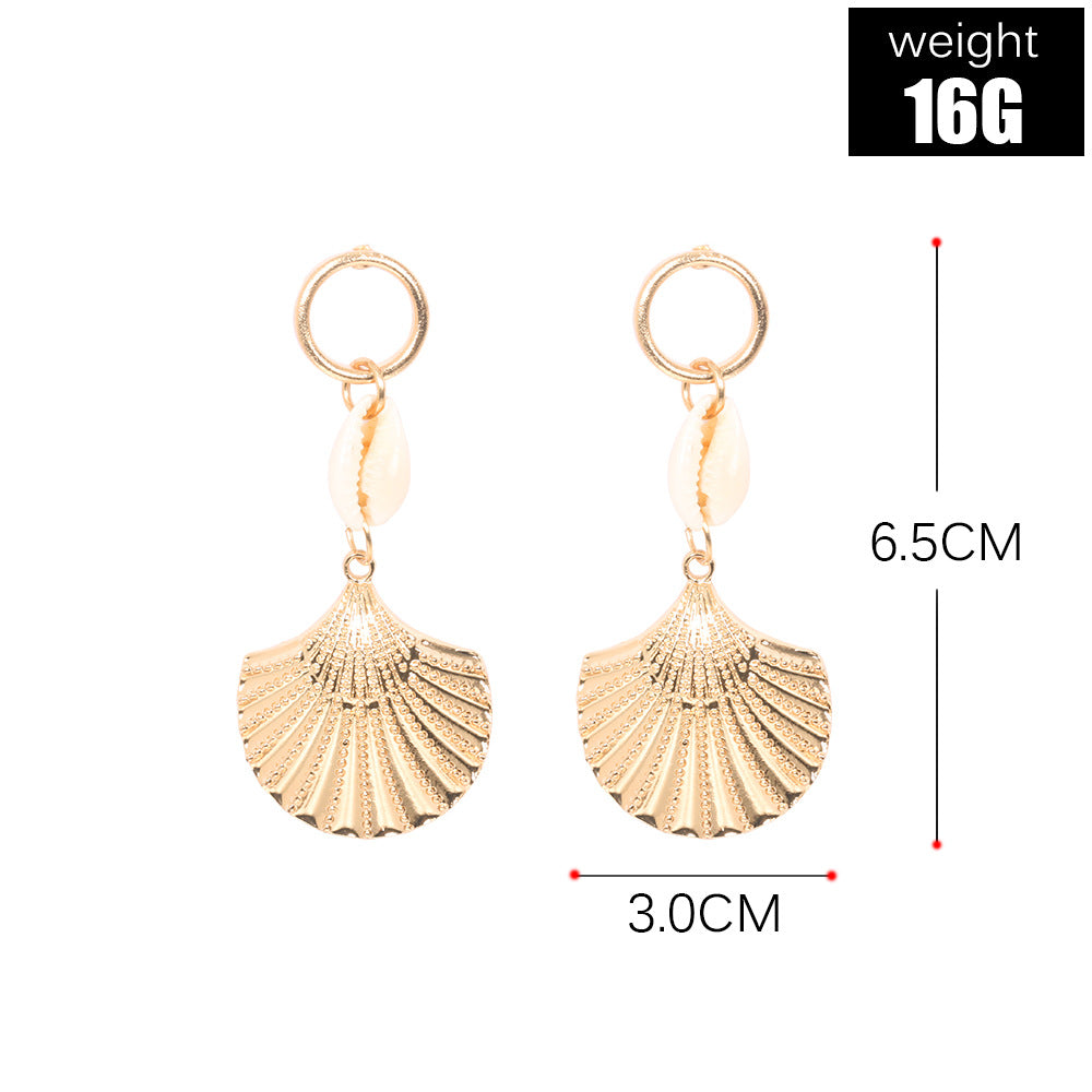 A147  Summer Fashion Minimalist Earrings, Elegant Shell Alloy Texture Scallop Earrings for Women
