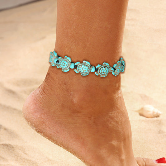 European and American Fashion Handmade Woven Turtle Anklet, Simple Versatile Personality Ankle Bracelet