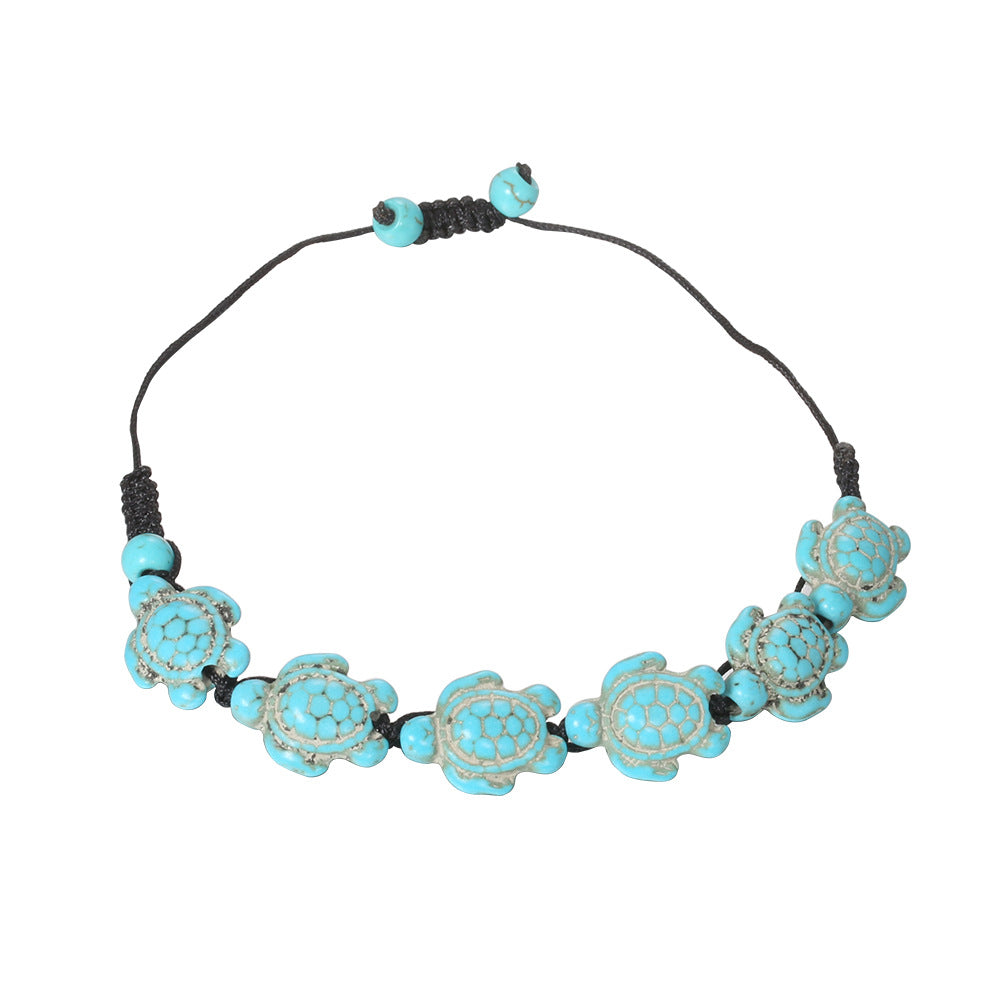 A148  European and American Fashion Handmade Woven Turtle Anklet, Simple Versatile Personality Ankle Bracelet