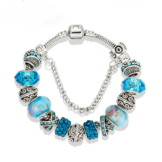 High-Quality, Hot-Selling Multi-Color Crystal Large-Hole Glass Bead Bracelet