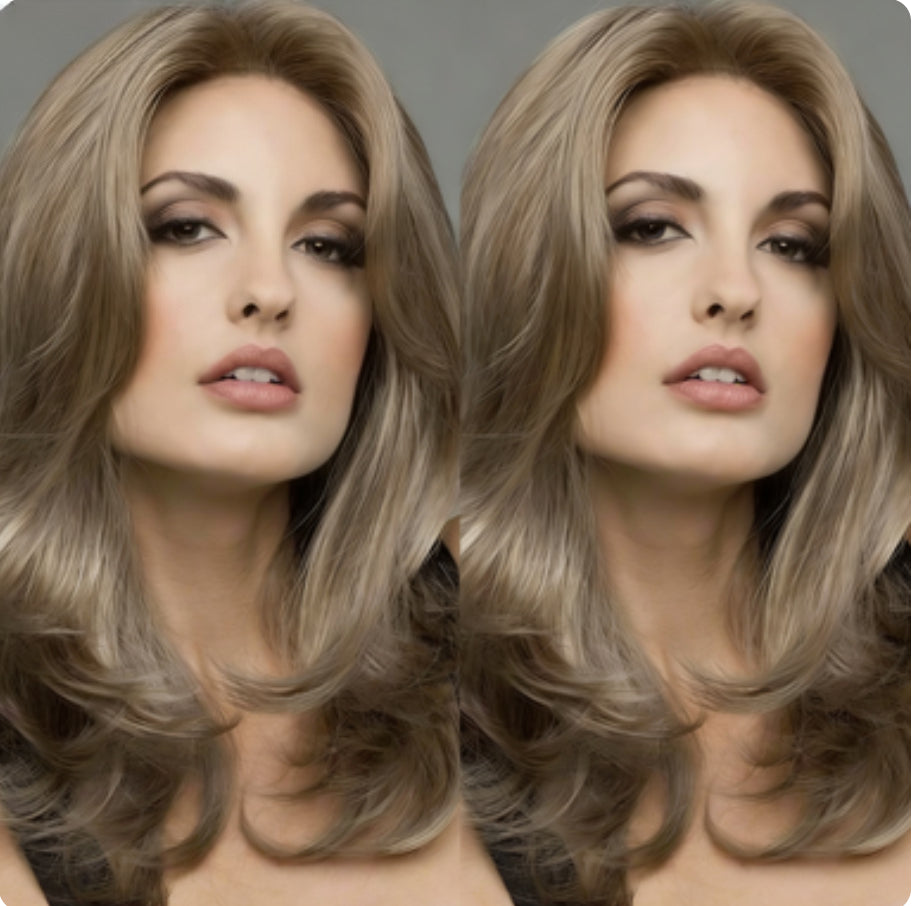A337  Middle Part Brown Mixed Color Long Curly Wig Heat Resistant Synthetic Hair