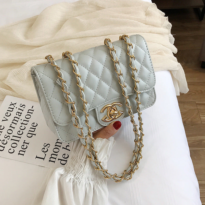 A321  Ins Style Quilted Crossbody Bag, Women's Shoulder Bag with Chain & Lock