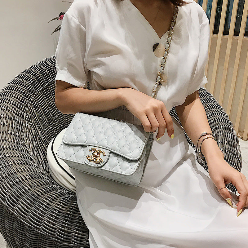 A321  Ins Style Quilted Crossbody Bag, Women's Shoulder Bag with Chain & Lock