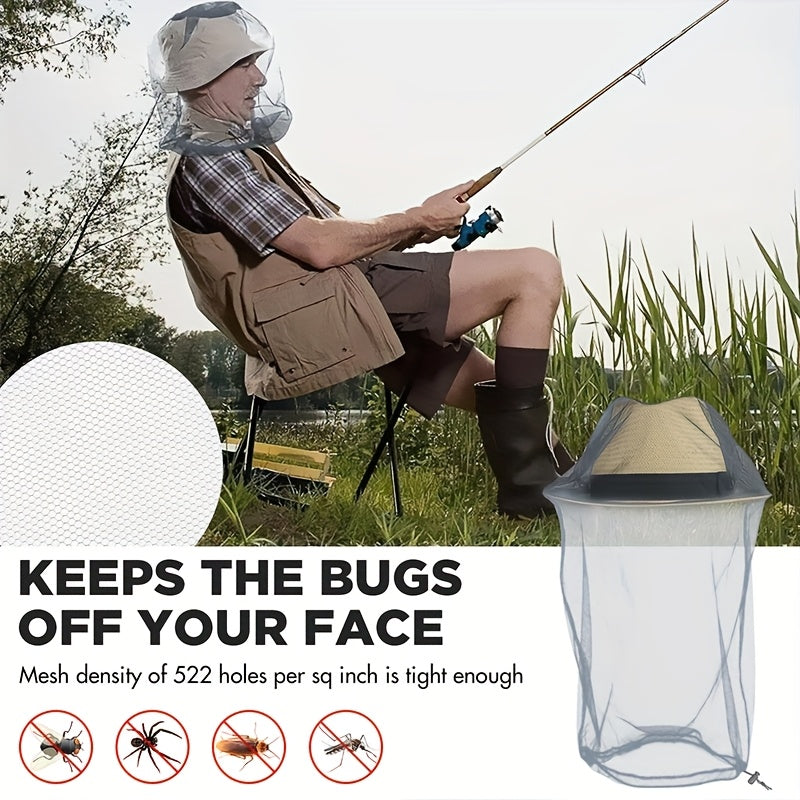 A331  Universal Mosquito Head Net with Face Shield for Camping & Fishing