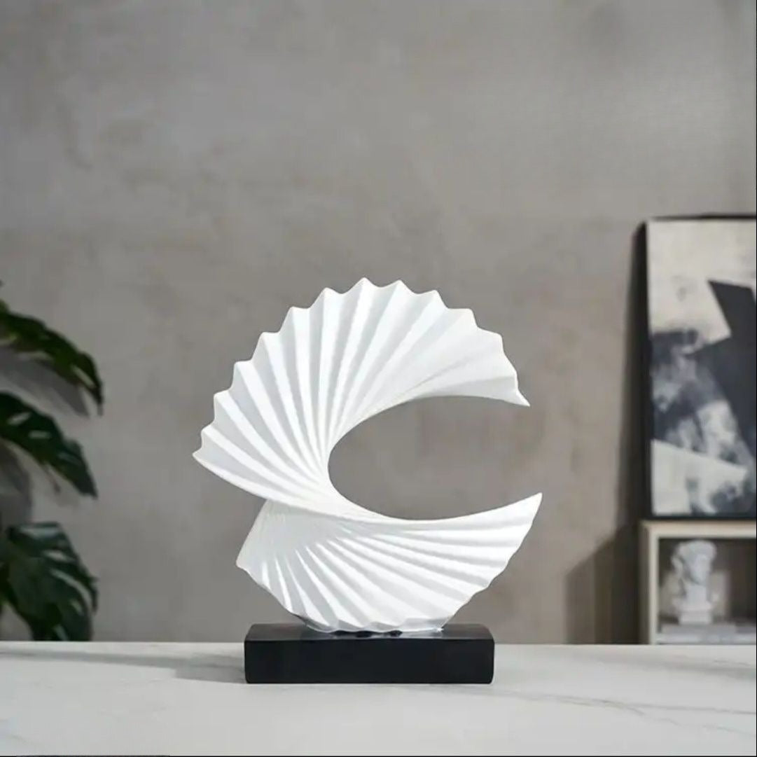 Ocean Wave Sculpture - Modern Funky Abstract Statue, Resin Wave Sea Ornament for Home Office Desk Shelf Accents