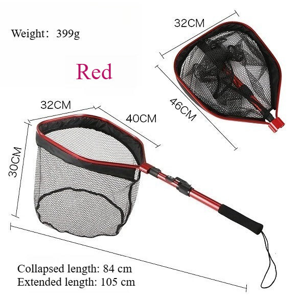 A221  Square Head Reinforced Silicone Landing Net, Foldable Portable Aluminum Alloy, Lure Stream Fishing Net