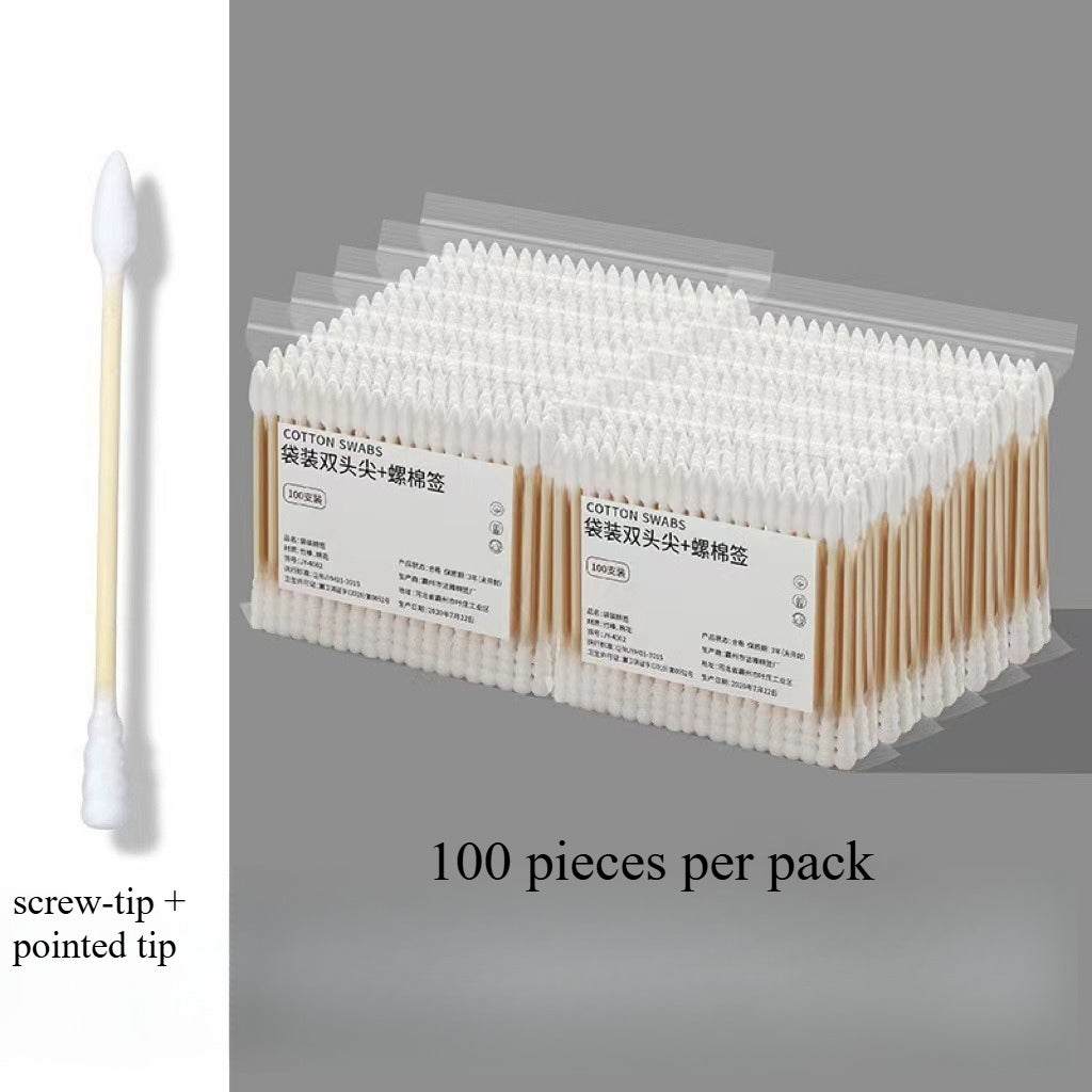 A313  Disposable Double Head Makeup Cotton Swabs, Pointed Bamboo Sticks, Household Ear Cleaning Boxed Cotton Buds