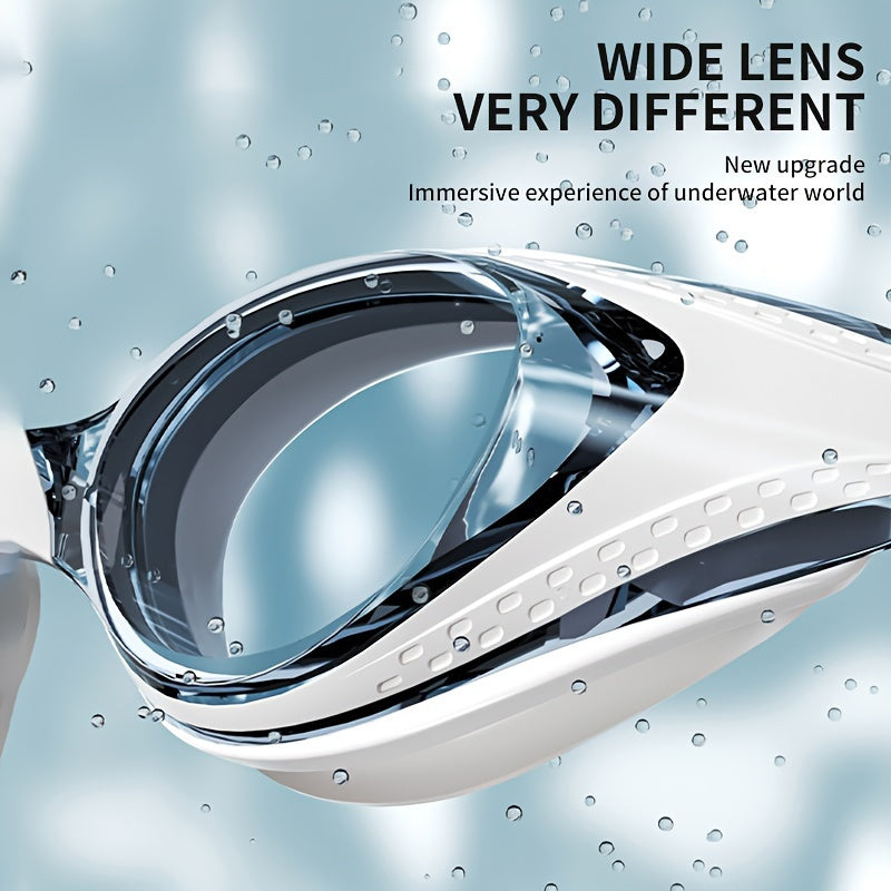 A332  Adult Swim Goggles with Replaceable Nose Bridge, White Frame
