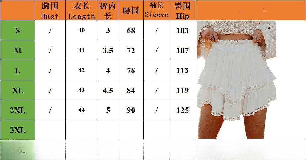 A360  Women Flowy Casual Boho Shorts High Waist Mini Skirt Ruffled Layered Hem Crochet Skort For Golf Tennis Sports