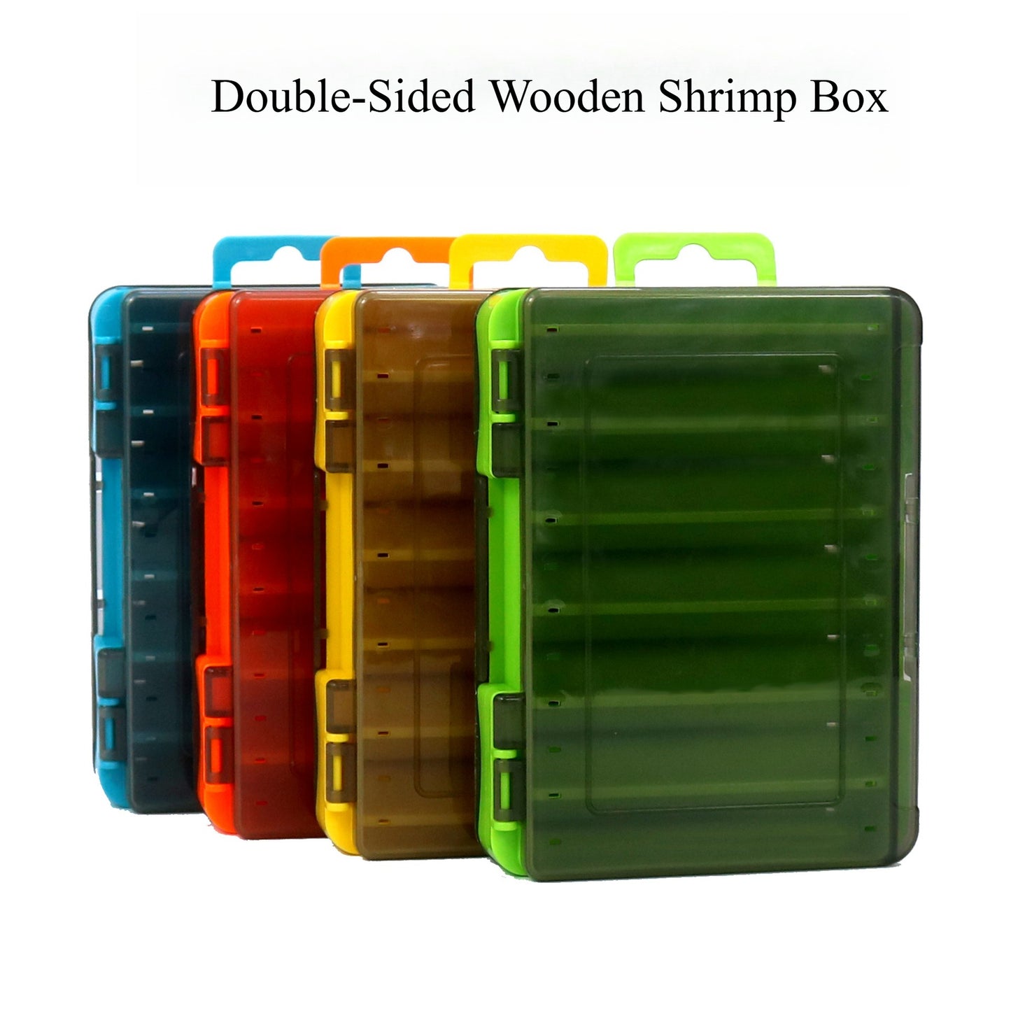 A268  Multi-Color Double-Sided Fishing Wooden Shrimp Box, Lure Bait Storage, Sea Fishing Accessory Organizer