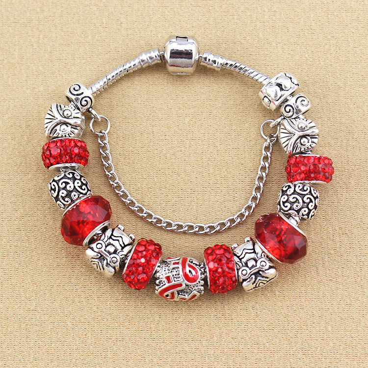 Owl Ribbon Charm Beaded Bracelet Wish Bestseller Bracelet