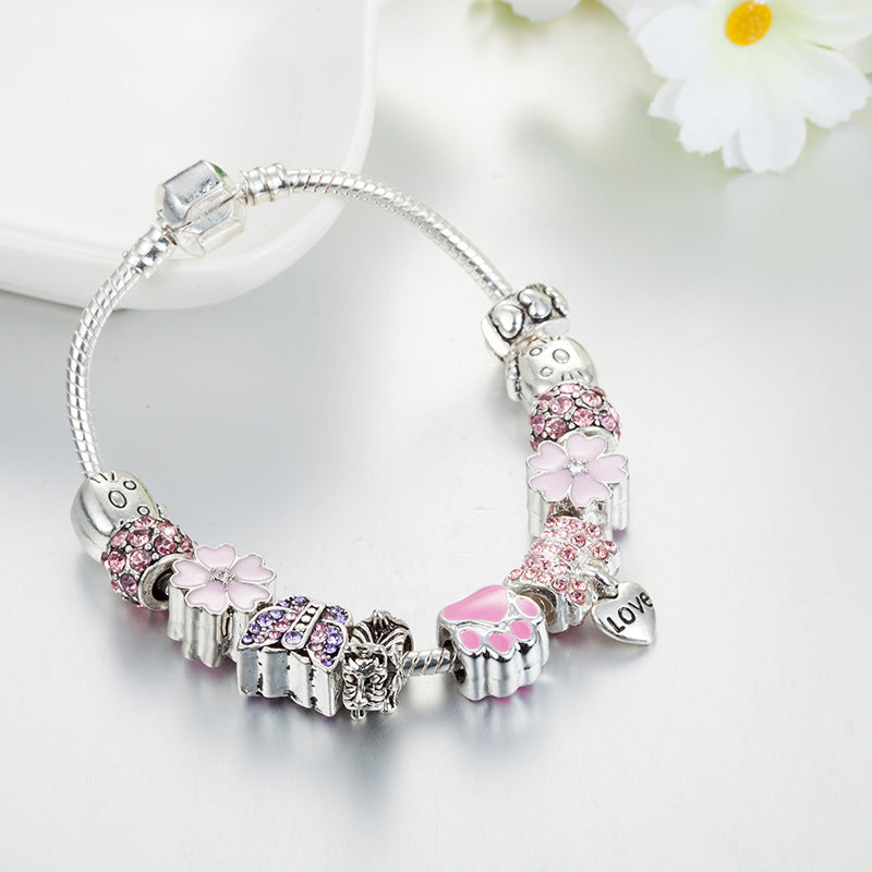 Butterfly Diamond-Studded Beaded Bracelet