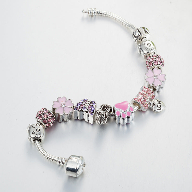 Butterfly Diamond-Studded Beaded Bracelet