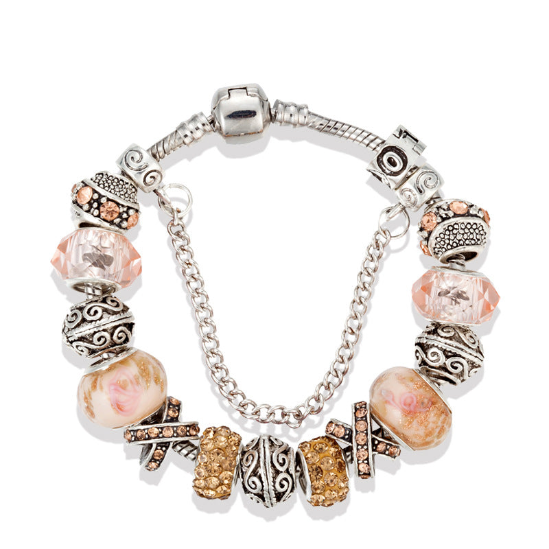 High-Quality, Hot-Selling Multi-Color Crystal Large-Hole Glass Bead Bracelet