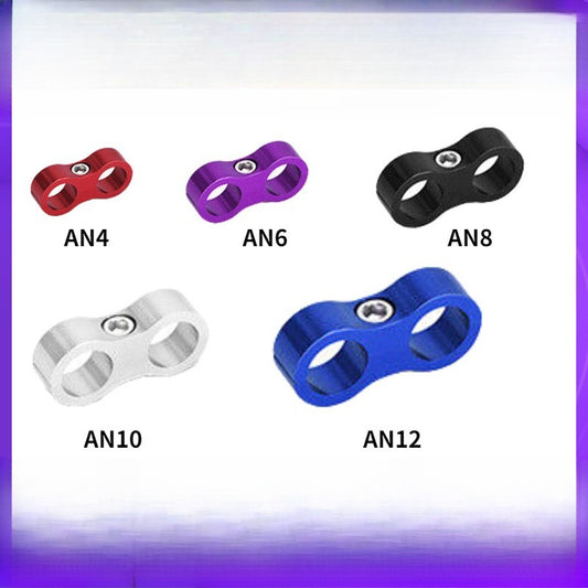 A314   Braided Hose 2-Hole Fixed Clamp, Aluminum AN Hose Separator Fuel Line Modified Kit
