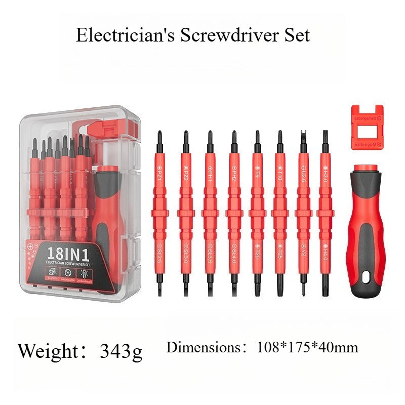 A310  18-in-1 Multi-Function Electrician Screwdriver, Insulated Phillips Slotted Torx Repair Tool