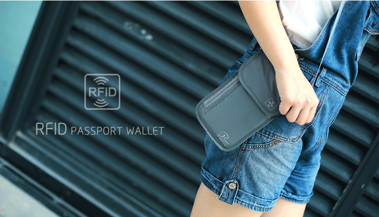 A298  P.travel Travel Document Organizer RFID-Protected Neck-Wear Crossbody Wallet for Tickets and Cards