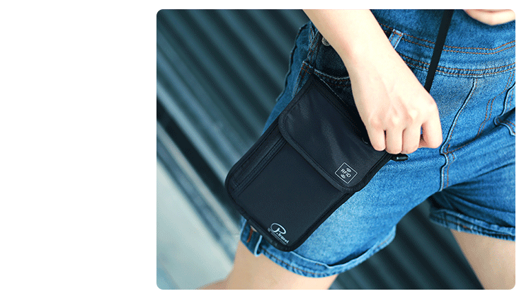 A298  P.travel Travel Document Organizer RFID-Protected Neck-Wear Crossbody Wallet for Tickets and Cards