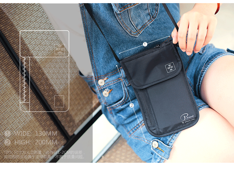 A298  P.travel Travel Document Organizer RFID-Protected Neck-Wear Crossbody Wallet for Tickets and Cards