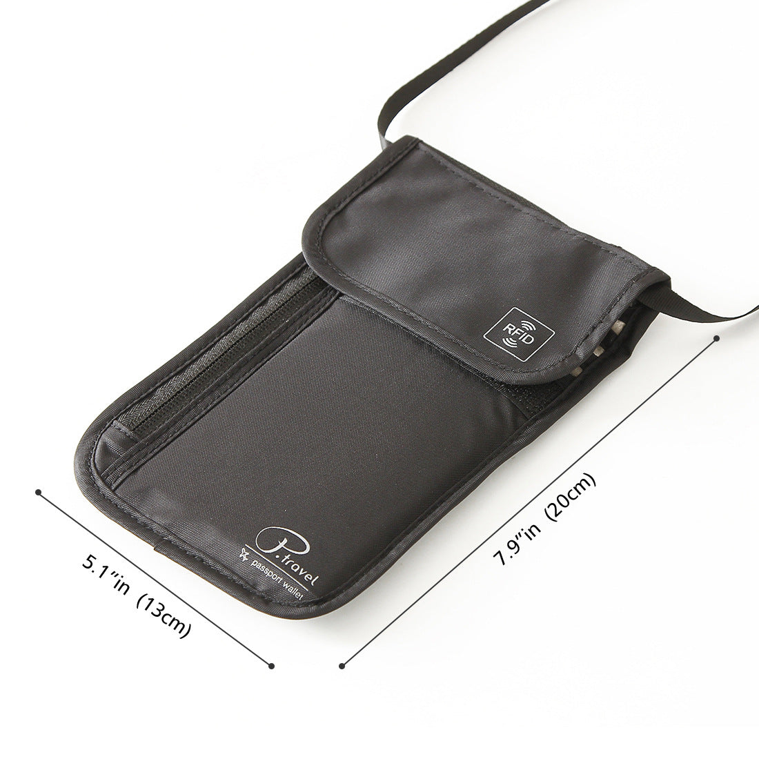 A298  P.travel Travel Document Organizer RFID-Protected Neck-Wear Crossbody Wallet for Tickets and Cards