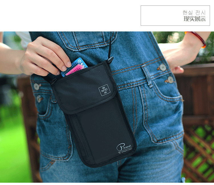 A298  P.travel Travel Document Organizer RFID-Protected Neck-Wear Crossbody Wallet for Tickets and Cards
