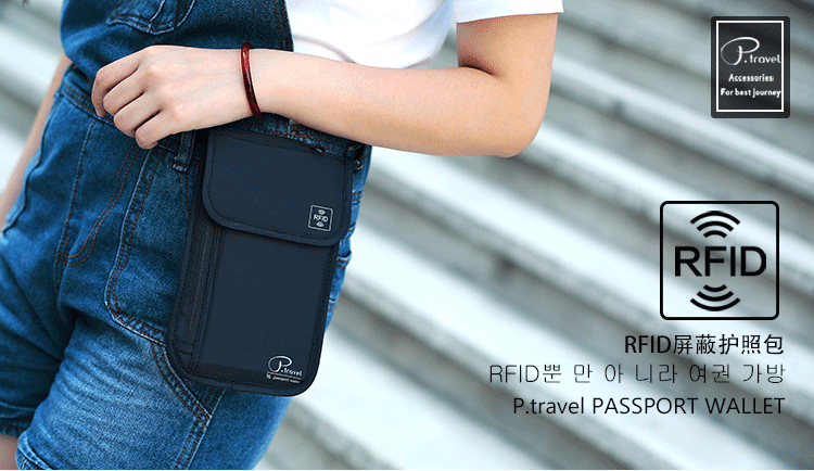 A298  P.travel Travel Document Organizer RFID-Protected Neck-Wear Crossbody Wallet for Tickets and Cards