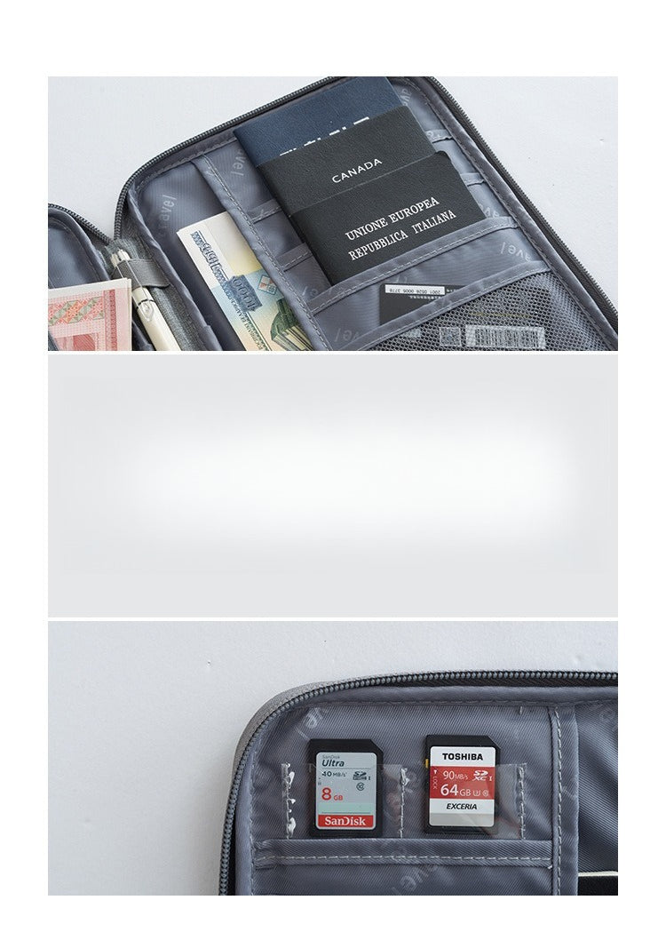A319  Multifunctional Travel Document Bag, Waterproof Passport Wallet, Portable Card Holder Clutch