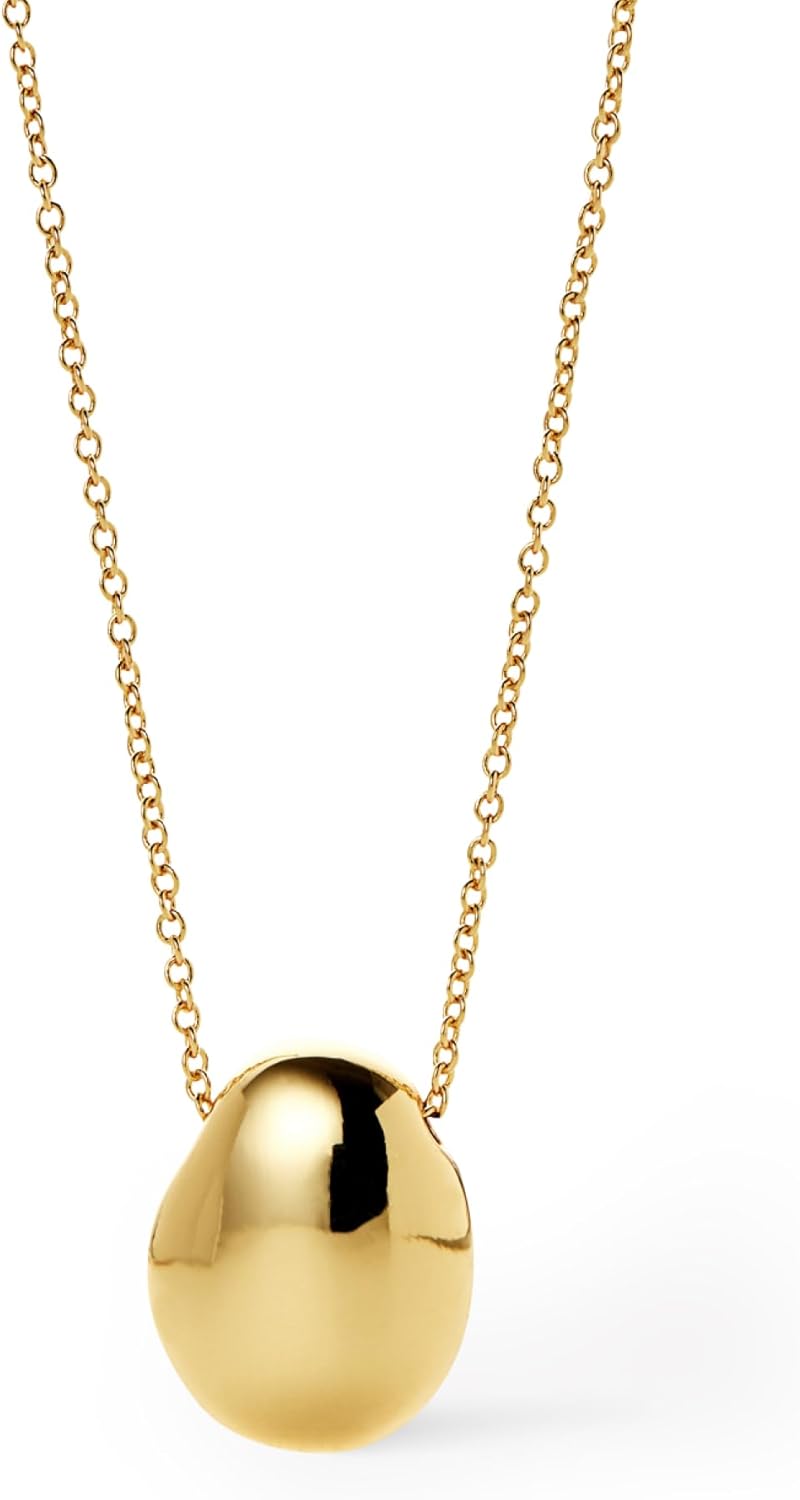 Pebble Pendant Necklace—14K Gold-Plated & Rhodium-Plated Silver Fashion Teardrop Necklace with Lobster Clasp—Hypoallergenic Materials, Water-Resistant & Sweat-Proof, Jewelry That Never Fades