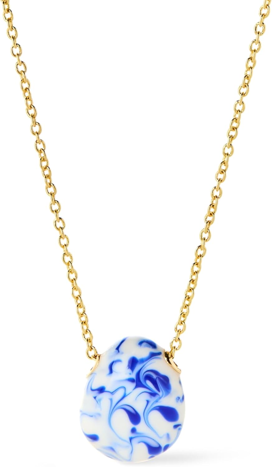 Pebble Pendant Necklace—14K Gold-Plated & Rhodium-Plated Silver Fashion Teardrop Necklace with Lobster Clasp—Hypoallergenic Materials, Water-Resistant & Sweat-Proof, Jewelry That Never Fades